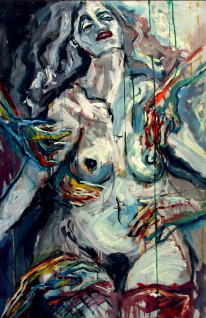Artwork from #HannaZarka #NarrativeArt #WomanPainting #Expressionism An expressionist painting that talks about rape and culpability.