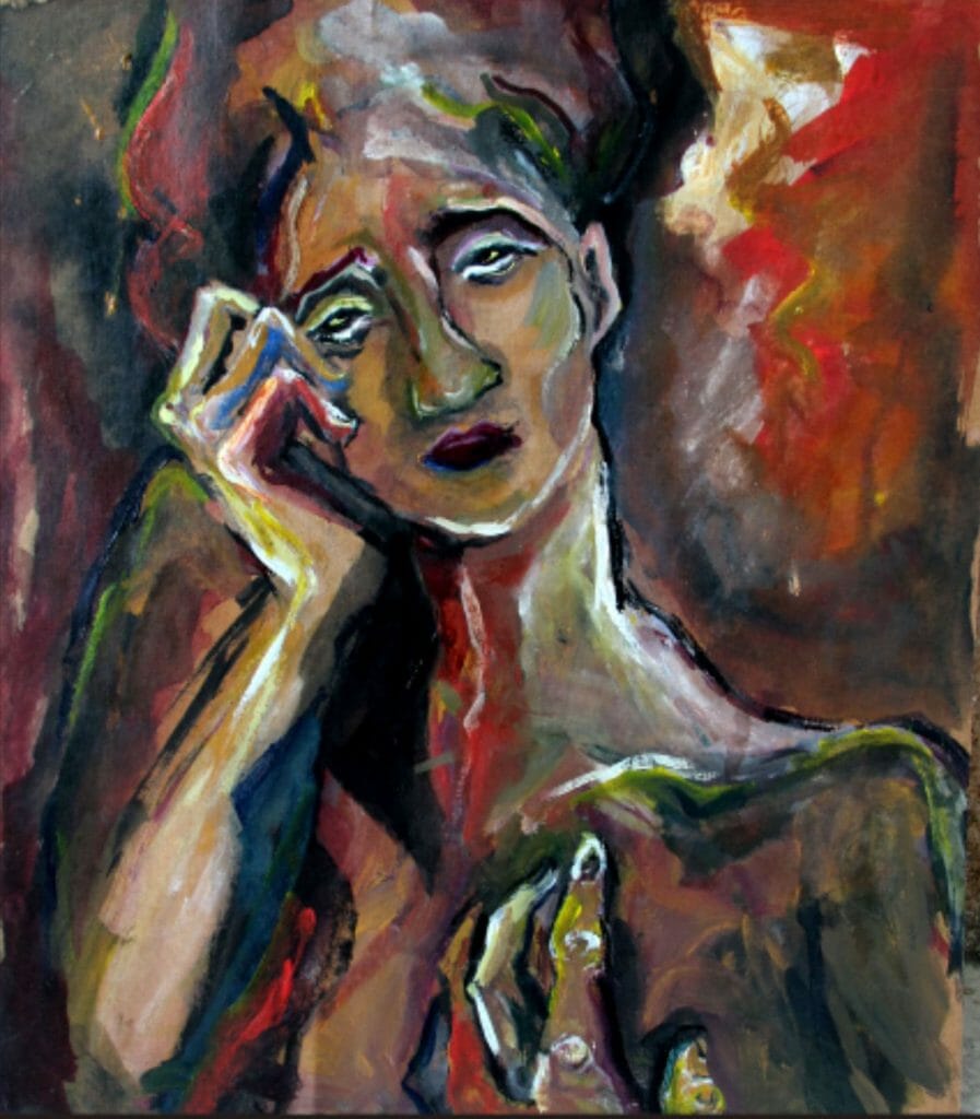 Artwork from #HannaZarka #NarrativeArt #WomanPainting #Expressionism A painting expressionist that talks about a mother's mourning